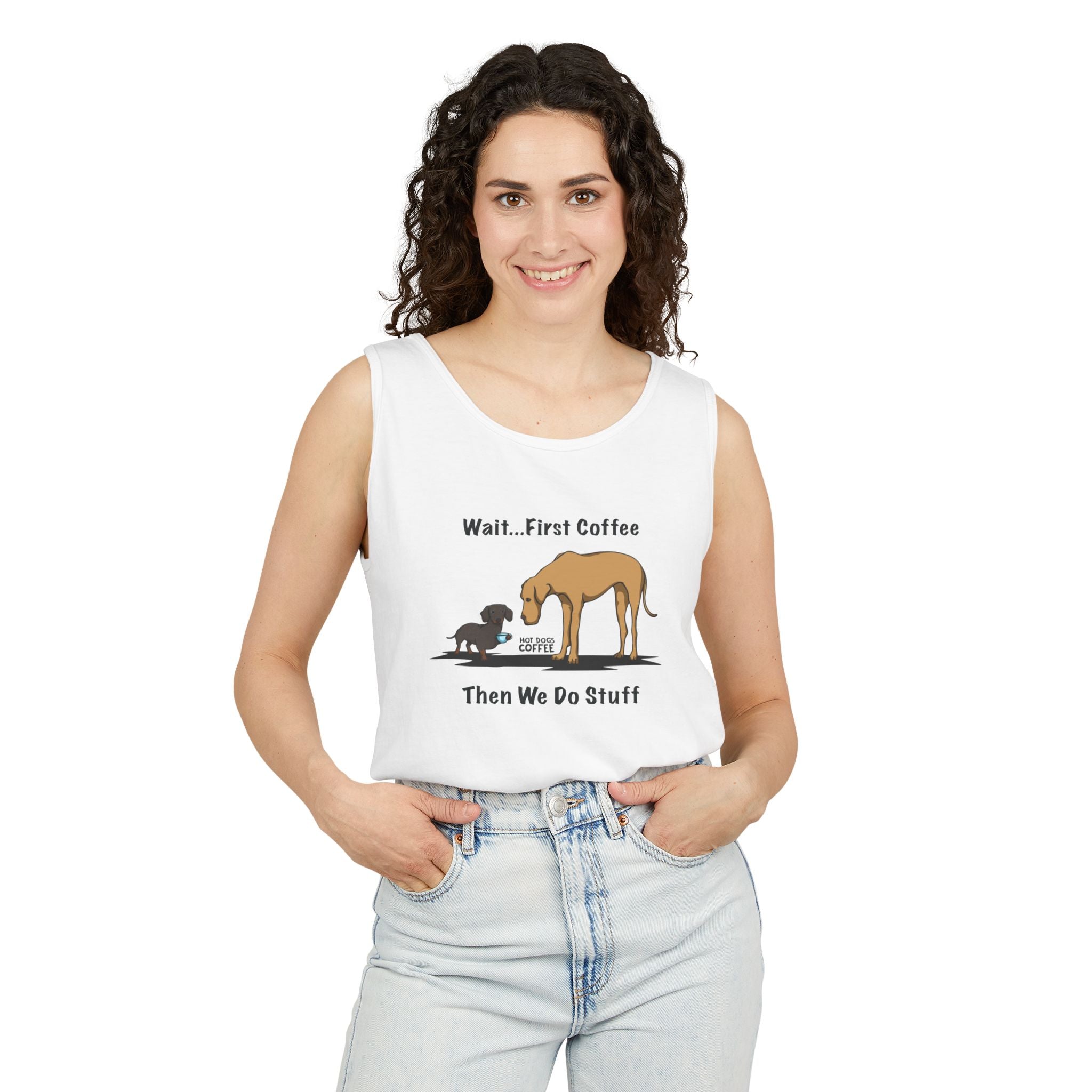 Tank Top — Wait... First Coffee Unisex Tank