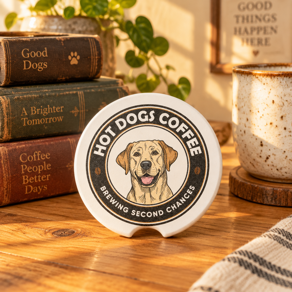 Car Coasters — "Brewing Second Chances" Set of 2 Soapstone Coasters